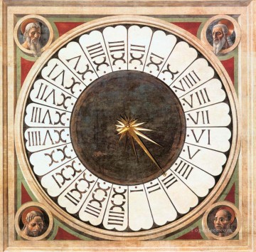  cabeza Pintura - Reloj con cabezas de profetas del Renacimiento temprano Paolo Uccello